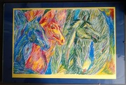 Obrazek pastele w antyramie szklanej 45x30 konie