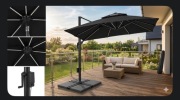 Luksusowy Parasol Ogrodowy TILLVEX 360° LED Solar + Pokrowiec – nowy 