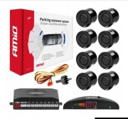 Zestaw czujników parkowania cofania AMiO  LED 8 sensorów przód tył czarne 
