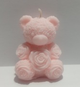 ŚWIECZKAN OZDOBNA W KSZTAŁCIE MISIA - lekko różowy