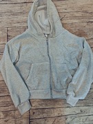 Jasnoszara, krótka bluza z kapturem (zip-up hoodie)