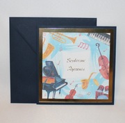 Kartka na urodziny imieniny gratulacje dla muzyka niebieska granatowa 