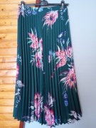 Spódnica maxi plisowana zielona motyw kwiaty 