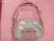 Plecak szkolny Pusheen, nowy, dwukomorowy, usztywnione plecy,różowo-miętowy