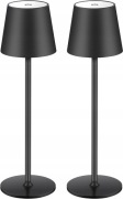 2 sztuki Bezprzewodowa lampa stołowa LED , 3000K, IP54, czarna