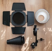 Czasza, wrota, strumienica, uchwyt Bowens, filtry - zestaw fotograficzny