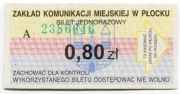 Bilet ZKM Płock - 0,80zł
