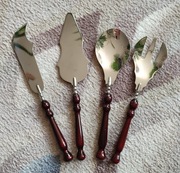 Dekoracyjny KOMPLET Łyżki do sałatek + zestaw do tortów PRL VINTAGE