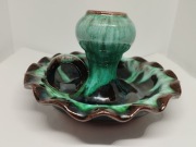 Kaganek ceramiczny szkliwiony z uchem