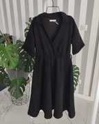 Czarna zamszowa sukienka Reserved midi S 36 casual chic