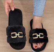 Damskie kapcie futro z łańcuchem 39/40