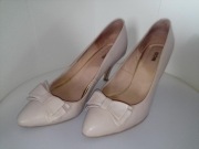 **niemieckie pantofle KIOMI obcas EU 40 nude SKÓRA jasny beż 
