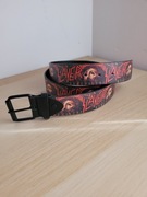 Czarny skórzany pasek z nadrukiem Slayer 