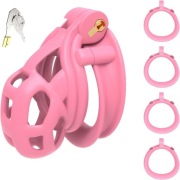 Różowy lekki pas cnoty, cobra chastity 4 oringi rozm S