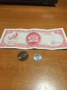 Banknot 1 dolar Trynidad1964 + 2 monety