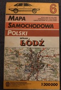 Mapa samochodowa Polski. Arkusz Łódź 1993 r.