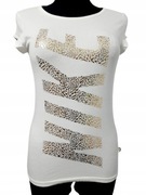 *T-SHIRT DAMSKI NIKE M BAWEŁNA ECRU ZŁOTE LOGO