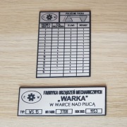 Wiertarka WS 15 Tabliczka Tabliczki Obroty Wrzeci