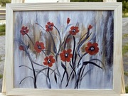 ,,Maki" abstrakcja Obraz akrylowy ręcznie malowany 24x 30cm 