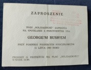 Zaproszenie PRL NSZZ "SOLIDARNOŚĆ" 1989 spotkanie z George'm Bush'em