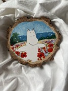 Ręcznie malowany plaster drewna z Muminkiem magnes