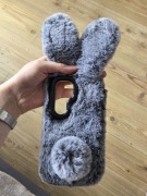 Etui na telefon Samsung S25 królik futrzane futro szare miękkie pluszak