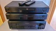 SONY-amplituner STR-DE225, odtwarzacz CDP-XE320, DVD DVP-NS300, piloty