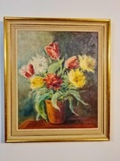 Stary obraz na płótnie sygnowany.