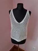 Zara ażurowa bluzka S/36 śmietankowa