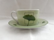 Filiżanka do kawy ze spodkiem zielony liść 1szt