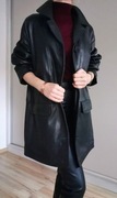 Czarna kurtka damska ze 100% skóry naturalnej, oversize, rozm. 38 - 44