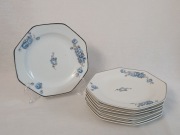 Porcelanowe talerze deserowe w niebieskie kwiaty, Belgia, vintage