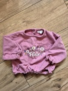 Vertbaudet bluza dziewczęca fioletowa kwiaty falbanka 68