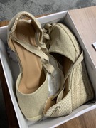 Espadryle RENEE 39 na koturnie NOWE beżowe płócienne koturn