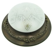 Plafon mosiądz patynowany klosz szkło szlif