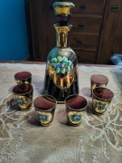 Stary zestaw Murano Tre Fuochi ręcznie malowany ametystowy