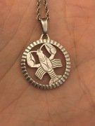 Stary Srebrny Naszyjnik Znak Zodiaku Rak Czechosłowacja Rytowany  