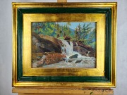Obraz, pejzaż górski z wodospadem, T. Bunsz, ASP Kraków 053