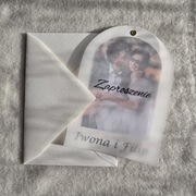 Zaproszenia na ślub z kalką i zdjęciem zaokrąglone kształt  zaproszenie