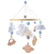 Mobilne dzwonki wietrzne do łóżeczka karuzela dla niemowląt chmurki drewno