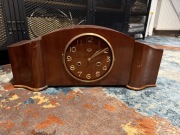 Zegar drewniany kominkowy art deco nakrecany bufetowy Glasshutte GUB