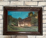 Stary kolorowy obraz olejny na płótnie