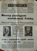 Gazety wrzesień 1939. 1.09.1939