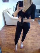 Mega sexi kombinezon czarny wiązany dekolt XS s 