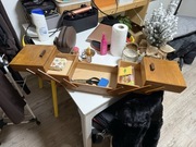 Przybornik krawiecki niciarka drewnianą kaseta do szycia PRL vintage retro