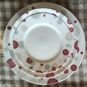 Serwis obiadowy lekki - ARC - biały kwiaty - 12 sztuk - 26.5 cm - jak nowy