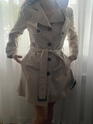 Beżowy Trencz płaszcz przed kolana JASNY BEŻ 34 