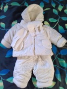 Zimowy komplet rozmiar 68 chrzciny ubranko kombinezon