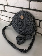 Handmade torebka szydełkowa szara bawełna okrągła chwost NOWA