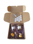 Zestaw podarunkowy miód + pyłek + świece naturalne